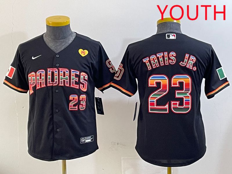 Youth San Diego Padres 23 Tatis jr Black Fashion Game 2025 Nike MLB Jersey style 4